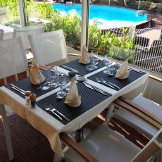 Veranda with pool view